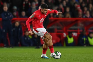 Morgan Gibbs-White #10 of Nottingham Forest makes a break with the ball during the Carabao Cup Semi-Finals match Nottingham Forest vs Manchester United at City Ground, Nottingham, United Kingdom, 25th January 202
