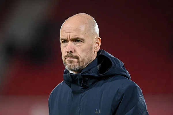 stock image Erik ten Hag manager of Manchester United arrives at the City Ground during the Carabao Cup Semi-Finals match Nottingham Forest vs Manchester United at City Ground, Nottingham, United Kingdom, 25th January 202
