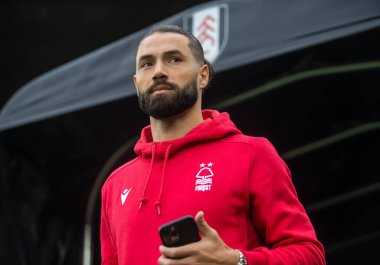 Felipe #38 of Nottingham Forest arrives before the Premier League match Fulham vs Nottingham Forest at Craven Cottage, London, United Kingdom, 11th February 202
