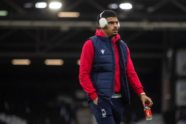 Morgan Gibbs-White #10 of Nottingham Forest arrives before the Premier League match Fulham vs Nottingham Forest at Craven Cottage, London, United Kingdom, 11th February 202