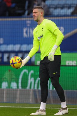 Fraser Forster #20 of Tottenham Hotspur during the pre-game warm up ahead of the Premier League match Leicester City vs Tottenham Hotspur at King Power Stadium, Leicester, United Kingdom, 11th February 202