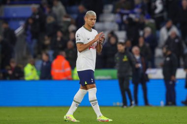 Richarlison #9 of Tottenham Hotspur applauds the travelling fans after the Premier League match Leicester City vs Tottenham Hotspur at King Power Stadium, Leicester, United Kingdom, 11th February 202