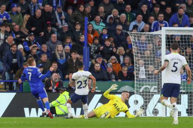 Harvey Barnes #7 of Leicester City scores a goal to make it 4-1 but is ruled offside by VAR during the Premier League match Leicester City vs Tottenham Hotspur at King Power Stadium, Leicester, United Kingdom, 11th February 202
