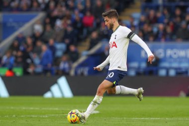 Rodrigo Bentancur #30 of Tottenham Hotspur passes the ball during the Premier League match Leicester City vs Tottenham Hotspur at King Power Stadium, Leicester, United Kingdom, 11th February 202
