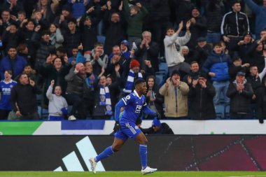 Kelechi Iheanacho #14 of Leicester City celebrates his goal to make it 3-1 during the Premier League match Leicester City vs Tottenham Hotspur at King Power Stadium, Leicester, United Kingdom, 11th February 202