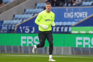 Fraser Forster #20 of Tottenham Hotspur during the pre-game warm up ahead of the Premier League match Leicester City vs Tottenham Hotspur at King Power Stadium, Leicester, United Kingdom, 11th February 202