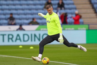 Fraser Forster #20 of Tottenham Hotspur during the pre-game warm up ahead of the Premier League match Leicester City vs Tottenham Hotspur at King Power Stadium, Leicester, United Kingdom, 11th February 202