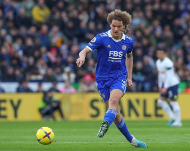 Wout Faes #3 of Leicester City passes the ball during the Premier League match Leicester City vs Tottenham Hotspur at King Power Stadium, Leicester, United Kingdom, 11th February 202