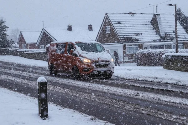Early Morning Commuters Make Way Work Heavy Snow Hits Barnsley — Stock Photo, Image