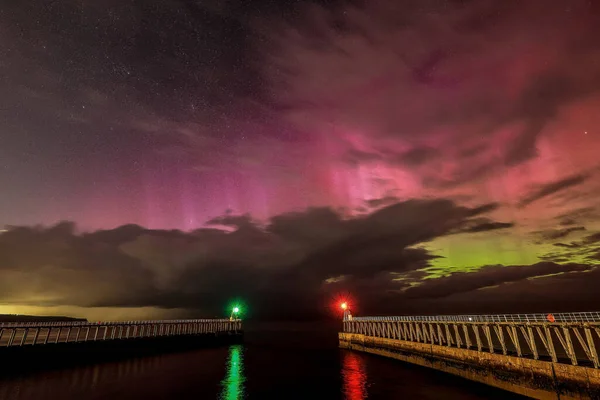 Aurora Borealis Também Conhecido Como Northern Lights Ofzzles North Yorkshire — Fotografia de Stock