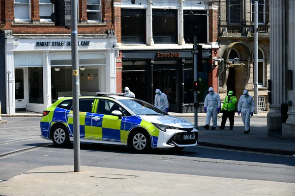 Kriminaltekniska Poliser Söker Igenom Området Nottingham Van Attack Tre Personer — Stockfoto