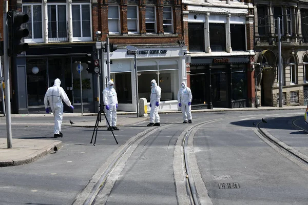 Forensic Police Officers Search Local Area Nottingham Van Attack Three — Stock Photo, Image