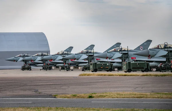 Eurofighter Typhoons Prepare Tropping Colour Flypast Battle Britain Memorial Flight — Stock Photo, Image