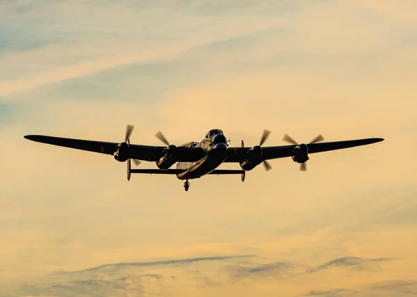 stock image The Battle of Britain Memorial Flight Lancaster returns to RAF Coningsby after the flypast for Trooping the colour in London