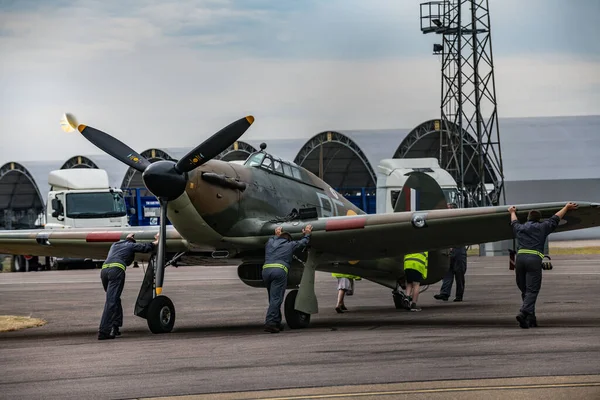Ground Crew Prepare Hurricane Battle Britain Memorial Flight Raf Coningsby — Stock Photo, Image