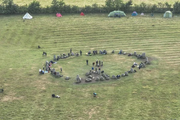 Les Gens Arrivent Castlerigg Stone Circle Summer Solstice Celebration Royaume — Photo