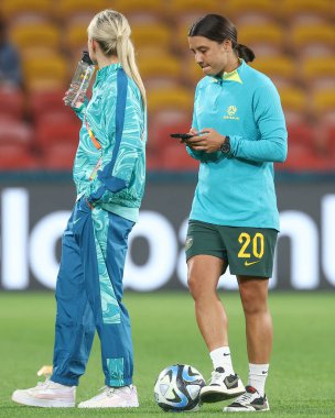 Avustralyalı Sam Kerr # 20 numara, FIFA Kadınlar Dünya Kupası 2023 B Grubu karşılaşması sırasında Avustralya Bayanlar - Nijerya Kadınlar Suncorp Stadyumu, Brisbane, Avustralya, 27 Temmuz 2023