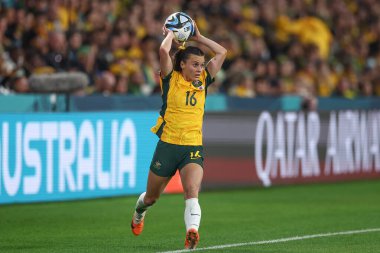 Avustralya 'dan Hayley Raso # 16, Avustralya' nın Brisbane kentinde 27 Temmuz 2023 'te oynanan FIFA Kadınlar Dünya Kupası 2023 B Grubu karşılaşmasında oyuna dahil oldu.