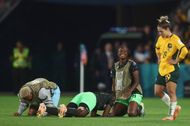 Nijerya, 27 Temmuz 2023 'te Brisbane, Avustralya' daki Suncorp Stadyumu 'nda Avustralya Bayanlar - Nijerya Kadınlar Grubu 2023 Dünya Kupası' nda 2-3 'lük galibiyetini kutladı.