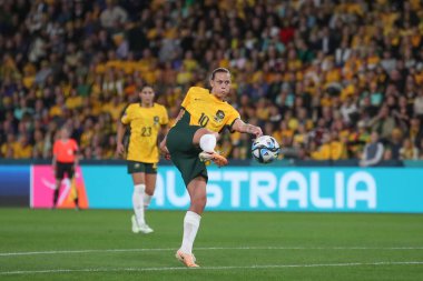 Avustralyalı Emily van Egmond, 27 Temmuz 2023 'te Avustralya Bayanlar Dünya Kupası 2023 B Grubu' nda Suncorp Stadyumu, Brisbane, Avustralya 'da bayanlar ve Nijeryalı kadınlara karşı oynanan karşılaşmada atış yaptı.