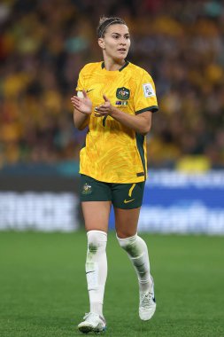 Avustralyalı Steph Catley # 7 numara FIFA Dünya Kupası 2023 B Grubu karşılaşmasında Avustralya Bayanlar - Nijerya Kadınlar Suncorp Stadyumu, Brisbane, Avustralya, 27 Temmuz 2023