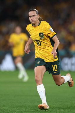Avustralya 'dan Emily van Egmond # 10, FIFA Kadınlar Dünya Kupası 2023 B Grubu karşılaşmasında Suncorp Stadyumu, Brisbane, Avustralya, 27 Temmuz 2023