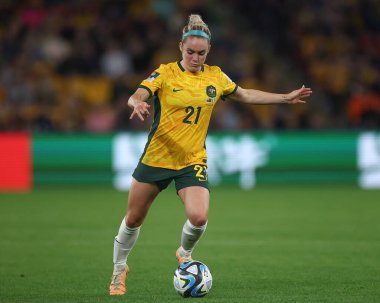 Avustralya 'dan Ellie Carpenter # 21 ile FIFA Kadınlar Dünya Kupası 2023 B Grubu karşılaşmasında Suncorp Stadyumu, Brisbane, Avustralya, 27 Temmuz 2023