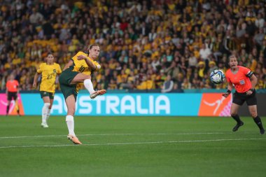 Avustralyalı Emily van Egmond, 27 Temmuz 2023 'te Avustralya Bayanlar Dünya Kupası 2023 B Grubu' nda Suncorp Stadyumu, Brisbane, Avustralya 'da bayanlar ve Nijeryalı kadınlara karşı oynanan karşılaşmada atış yaptı.