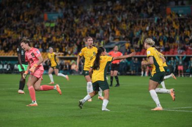Avustralya 'nın 14 numarası Alanna Kennedy, 27 Temmuz 2023' te Avustralya Bayanlar Dünya Kupası 2023 Grubu 'nda Suncorp Stadyumu, Brisbane, Avustralya' da oynanan Avustralya Bayanlar - Nijerya Kadınlar karşılaşmasında 2-3 'lük skora ulaştı.