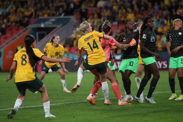 Avustralya 'nın 14 numarası Alanna Kennedy, 27 Temmuz 2023' te Avustralya Bayanlar Dünya Kupası 2023 Grubu 'nda Suncorp Stadyumu, Brisbane, Avustralya' da oynanan Avustralya Bayanlar - Nijerya Kadınlar karşılaşmasında 2-3 'lük skora ulaştı.