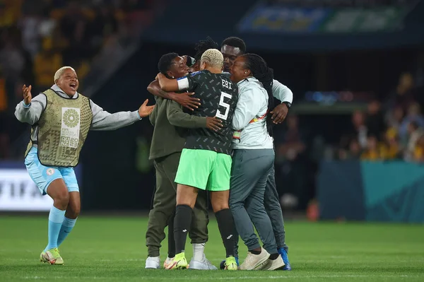 Nigeria Juhlia Voittaa Aikana Fifa Naisten Maailmanmestaruuskilpailut 2023 Ryhmä Ottelu — kuvapankkivalokuva