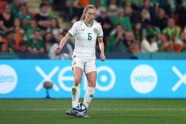 İrlandalı Megan Connolly, 31 Temmuz 2023 tarihinde Avustralya 'nın Brisbane kentindeki Suncorp Stadyumu' nda oynanan FIFA Kadınlar Dünya Kupası 2023 B Grubu karşılaşmasında görüldü.