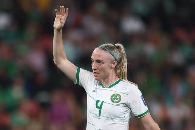  İrlandalı Louise Quinn, 31 Temmuz 2023 tarihinde Avustralya 'nın Brisbane kentindeki Suncorp Stadyumu' nda oynanan FIFA Bayanlar Dünya Kupası 2023 B Grubu karşılaşmasında görüldü.