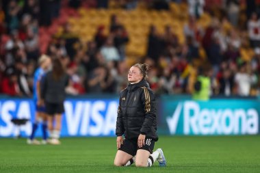 Almanya 'nın 5 numaralı Marina Hegering, 3 Ağustos 2023' te oynanan FIFA Dünya Kadınlar Kupası 2023 Grubu H Grubu karşılaşmasında elendiği için üzgün.