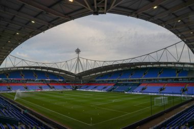 Bolton Wanderers 'ın ev sahibi olduğu Toughsheet Community Stadyumu' nun genel görünümü, 26 Eylül 2023 'te İngiltere' nin Toughsheet Community Stadyumu 'nda Bolton Wanderers' ın Manchester United U21 'e karşı oynadığı EFL Kupası' nın önünde.