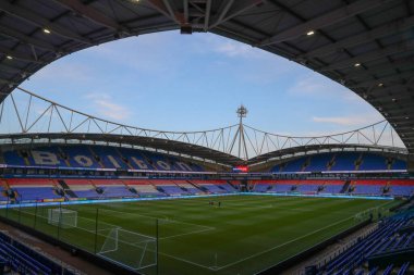 Bolton Wanderers 'ın ev sahibi olduğu Toughsheet Community Stadyumu' nun genel görünümü, 26 Eylül 2023 'te İngiltere' nin Toughsheet Community Stadyumu 'nda Bolton Wanderers' ın Manchester United U21 'e karşı oynadığı EFL Kupası' nın önünde.