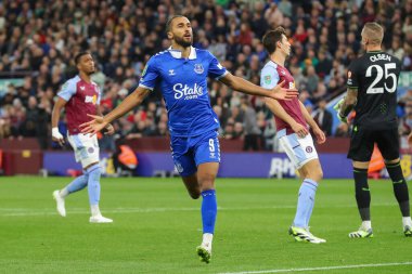 Everton 'dan Dominic Calvert-Lewin, 27 Eylül 202' de Birmingham, Villa Park 'ta oynanan Carabao Kupası üçüncü tur karşılaşmasında 0-2' lik galibiyetini kutluyor.