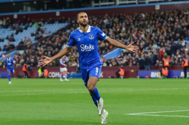 Everton 'dan Dominic Calvert-Lewin, 27 Eylül 202' de Birmingham, Villa Park 'ta oynanan Carabao Kupası üçüncü tur karşılaşmasında 0-2' lik galibiyetini kutluyor.