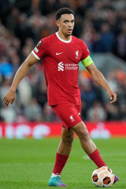 UEFA Avrupa Ligi maçında Liverpool 'dan Trent Alexander-Arnold # 66 Anfield, Liverpool' da Liverpool-Union Saint-Gilloise maçı, 5 Ekim 202