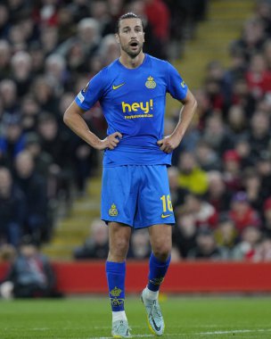 UEFA Avrupa Ligi maçında 16. Christian Burgess Anfield, Liverpool, Birleşik Krallık 'ta Liverpool-Saint-Gilloise maçında 5 Ekim 202