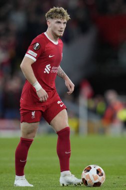 Liverpool 'dan Harvey Elliott # 19 UEFA Avrupa Ligi maçı sırasında Liverpool, Anfield, Liverpool' da Saint-Gilloise 'e karşı, 5 Ekim 202