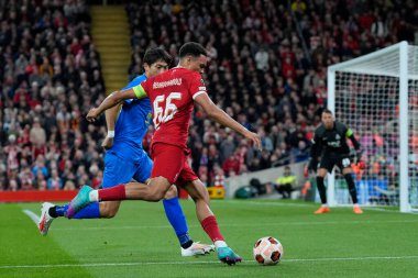 Liverpool 'dan Trent Alexander-Arnold 5 Ekim 202' de İngiltere 'nin Liverpool kentinde oynanan Liverpool-Union Saint-Gilloise maçında karşılaşacak.