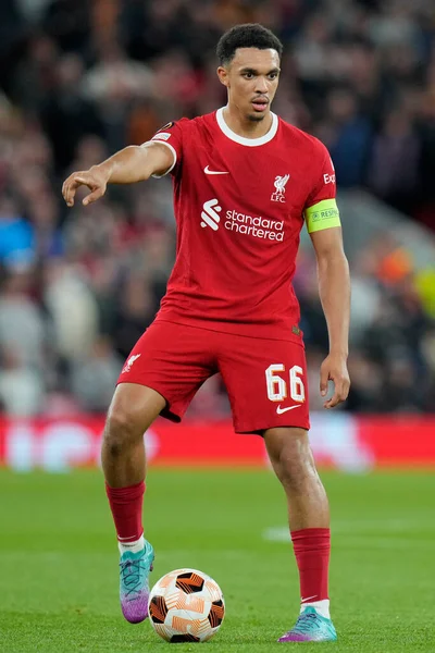 Trent Alexander Arnold Liverpool Gestures Uefa Europa League Match Liverpool — Stockfoto