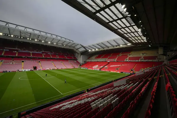 Vista General Del Estadio Anfield Sede Liverpool Antes Del Partido — Foto de Stock