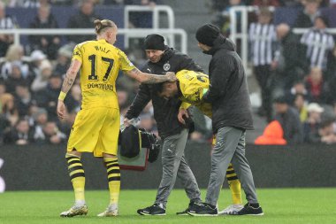 Borussia Dortmund 'dan Marius Wolf # 17 UEFA Şampiyonlar Ligi maçı Newcastle United, Borussia Dortmund' a karşı St. James 's Park, Newcastle, İngiltere' de oynanan karşılaşmada Borussia Dortmund 'un 23.