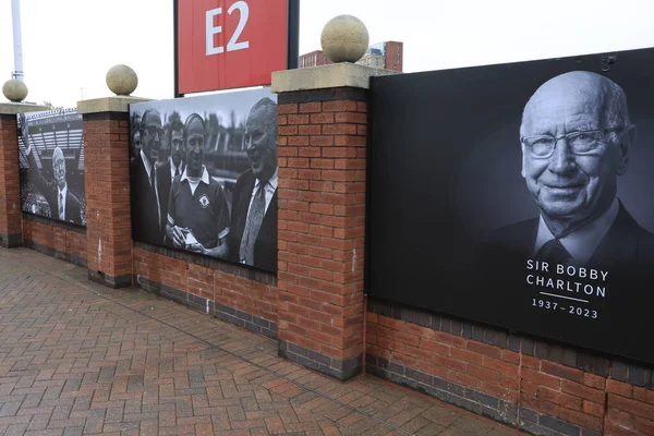 Tributes Late Sir Bobby Charlton Old Trafford Manchester United Kingdom — Stock Photo, Image