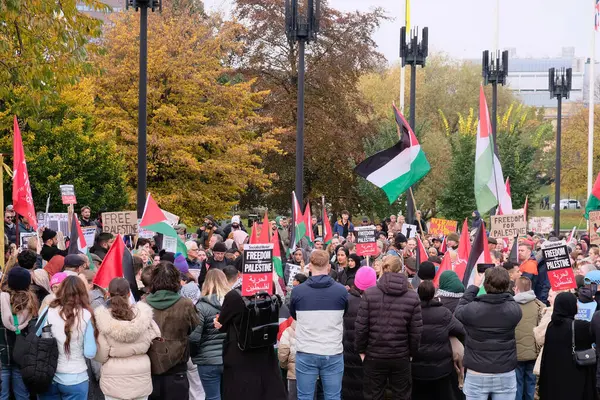 stock image People take to the streets of Newcastle as part of the Palestine Solidarity Campaign March from Civic Centre to Grey Monument at Newcastle City Centre, Newcastle, United Kingdom, 4th November 202