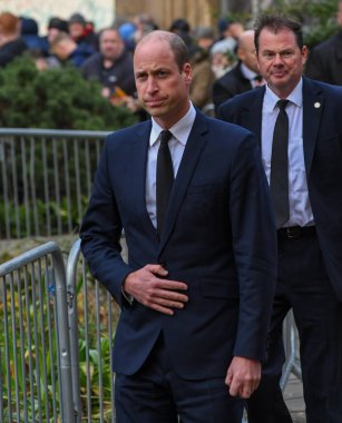 William, Galler Prensi Sör Bobby Charltons 'ın cenazesine Manchester Katedrali, Manchester, İngiltere' de 13 Kasım 2023 'te katıldı.