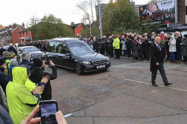 stock image Bobby Charltons funeral procession at Old Trafford, Manchester, United Kingdom, 13th November 2023