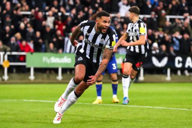 Newcastle United 'dan Jamaal Lascelles 25 Kasım 2023' te St. James 's Park, Newcastle' da oynanan Premier League maçı sırasında golünü kutluyor.